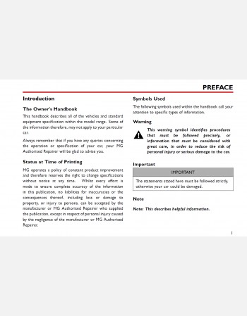 mg zs 2017 2018 2019 & 2020 owners manual